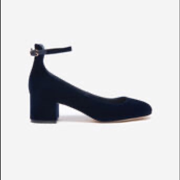 Sandro Dark Navy Velvet Mary Jane 37 - Picture 7 of 8
